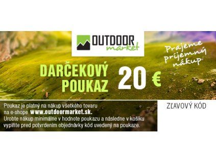 Outdoormarket darkovy poukaz 2020 hodnota 20 E