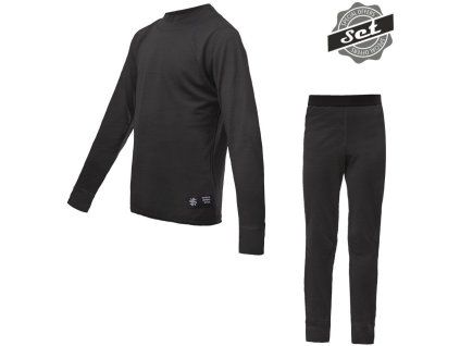 SENSOR MERINO ACTIVE SET juniorský triko dl.rukáv + spodky černá