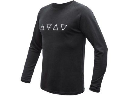 sensor merino blend elements panske triko dl rukav cerna