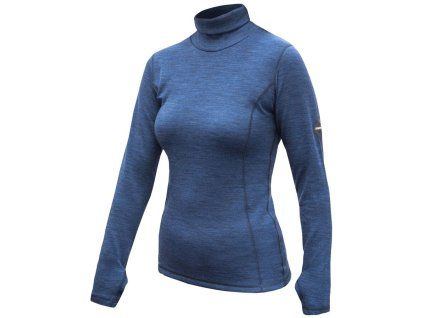 SENSOR MERINO BOLD dámské triko roll neck dl.rukáv cool blue