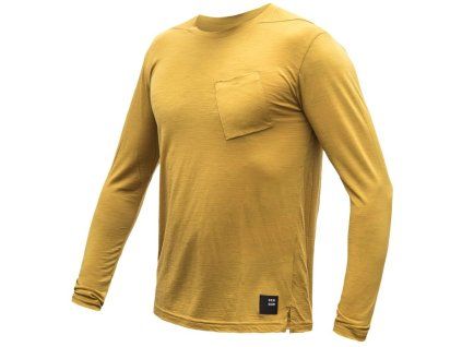 sensor merino air traveller panske triko dl rukav mustard