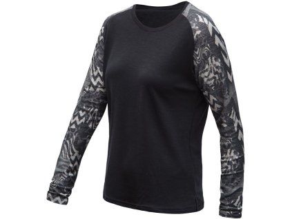 SENSOR MERINO BLEND IMPRESS dámské triko dl.rukáv black zebra