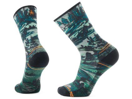 Smartwool HIKE LIGHT CUSHION CAMPGROUND PRINT CREW winter moss (Veľkosť L)