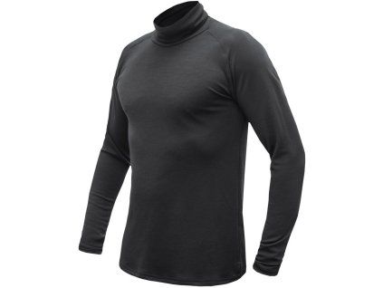 sensor merino blend panske triko dl rukav rolak cerna