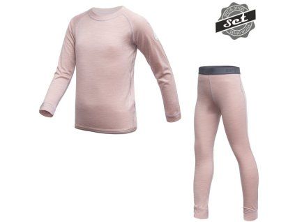 SENSOR MERINO AIR SET dětský triko dl.rukáv + spodky dusty pink