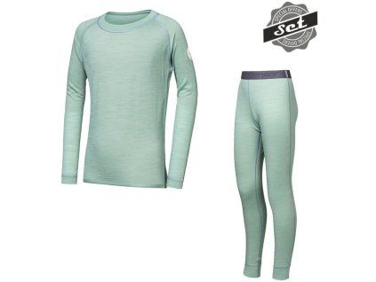 sensor merino air set detsky triko dl rukav spodky basil green