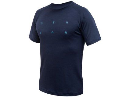 sensor merino blend typo panske triko kr rukav deep blue