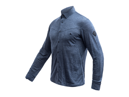 SENSOR MERINO LITE unisex košile dl.rukáv mottled blue M (Velikost M)