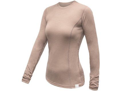 sensor merino active damske triko dl rukav almond beige