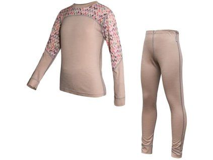 sensor merino impress set detsky triko dl rukav spodky almod beige origami