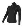 SENSOR MERINO ACTIVE dámské triko dl.rukáv stoják zip černá 01