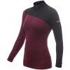 SENSOR MERINO EXTREME dámské triko dl.rukáv zip port red černá