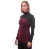 SENSOR MERINO EXTREME dámské triko dl.rukáv zip port red černá2