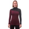 SENSOR MERINO EXTREME dámské triko dl.rukáv zip port red černá3